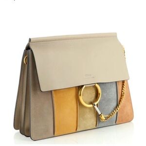 Chloe Faye Suede Shoulder Bag - medium, multicolor, gold hardware